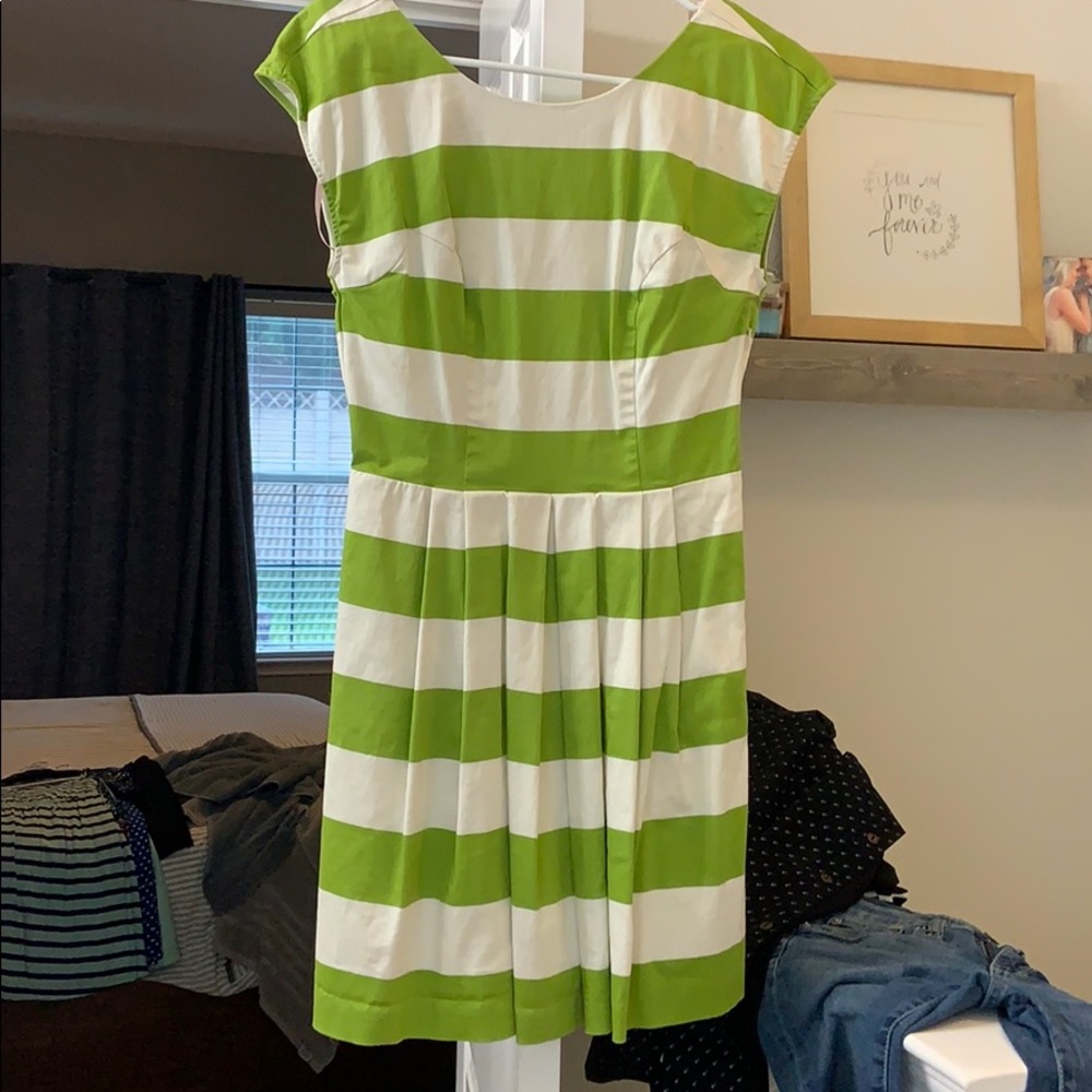 Green and white dress